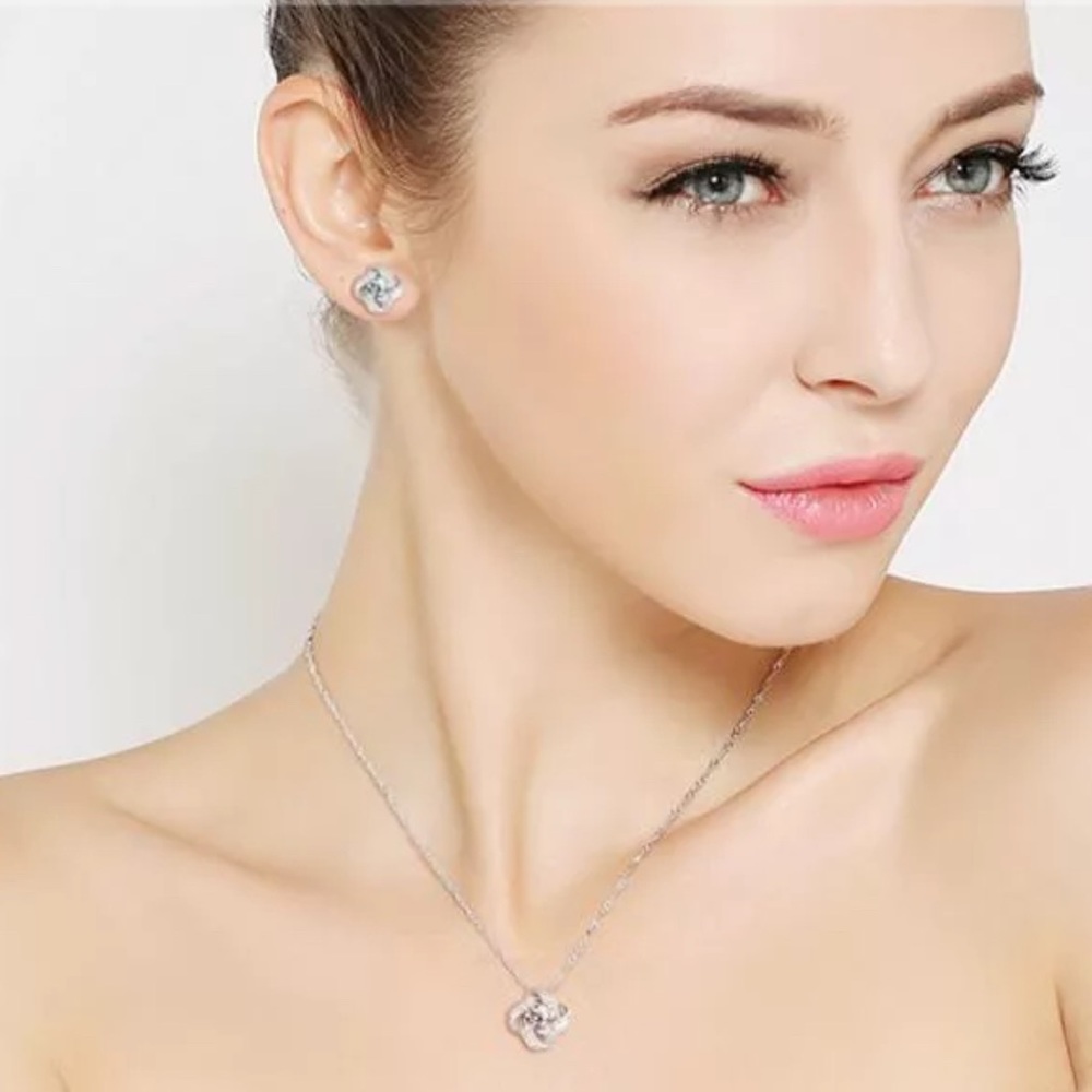 925 Silver Eternal Heart Twist Diamond Jewelry Set - Picture 7 of 7